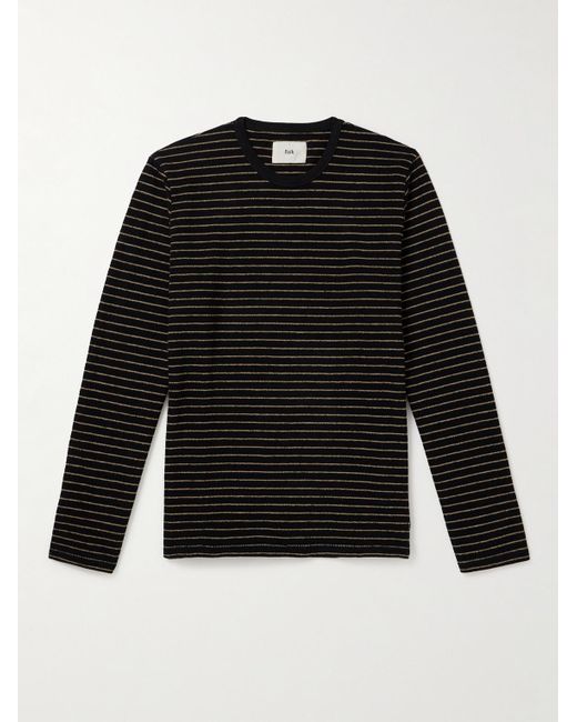 Folk Black Striped Cotton T-shirt for men