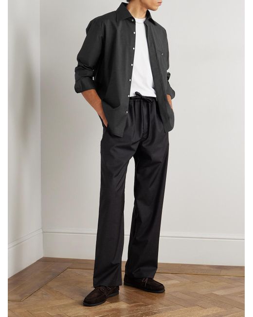 Saman Amel Black Wool Overshirt for men