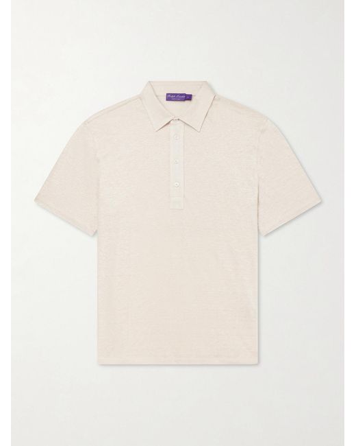 Ralph Lauren Natural Logo-Embroidered Linen-Jersey Polo Shirt for men