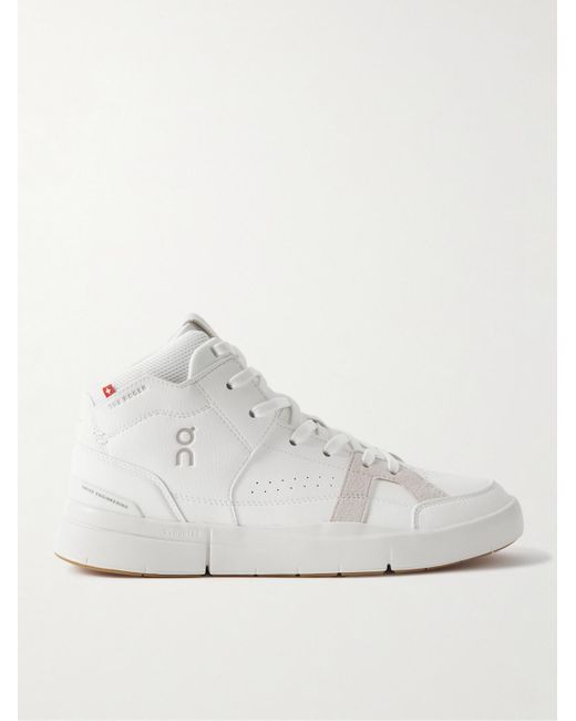 On Shoes White Roger Federer The Roger Clubhouse Mid Faux Leather for men