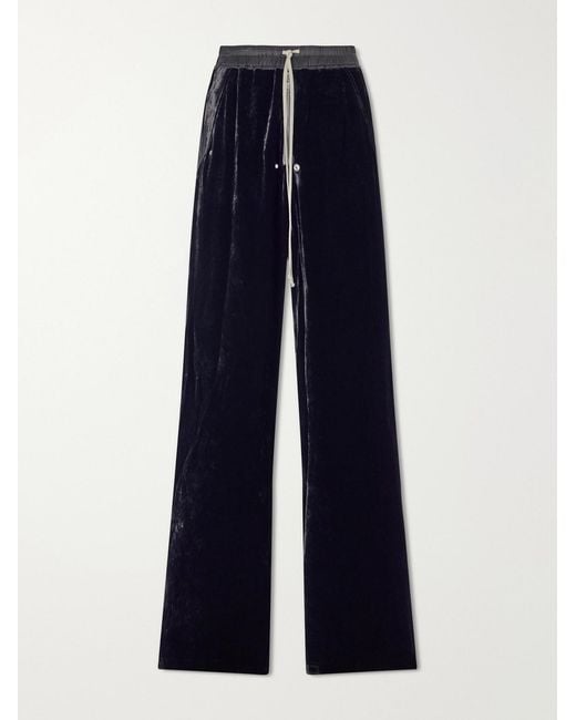 Rick Owens Blue Bela Wide-Leg Drawstring Velour Trousers for men