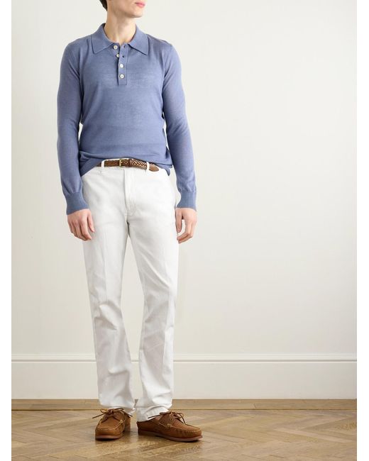 Massimo Alba White Winch2 Slim-Fit Straight-Leg Cotton And Linen-Blend Trousers for men