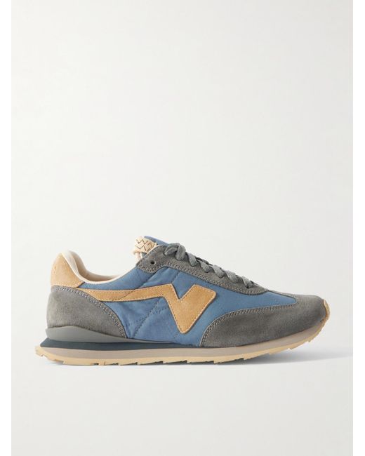 Visvim Blue Fkt Runner Suede-trimmed Quilted Canvas Sneakers for men