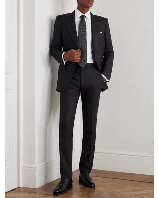 Tom Ford Blue Dyllan Slim-fit Straight-leg Stretch-wool Flannel Trousers for men