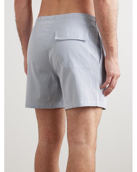 Loro Piana Blue Daneu Straight-Leg Mid-Length Striped Swim Shorts for men