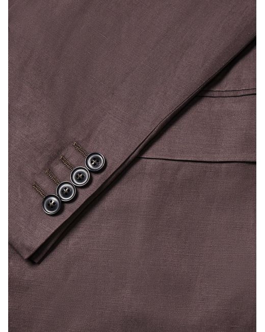 Canali Brown Kei Linen And Silk-blend Suit Jacket for men