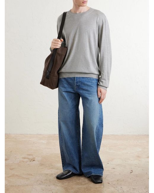 The Elder Statesman Gray Libeccio Wool, Silk And Linen-Blend Sweater for men