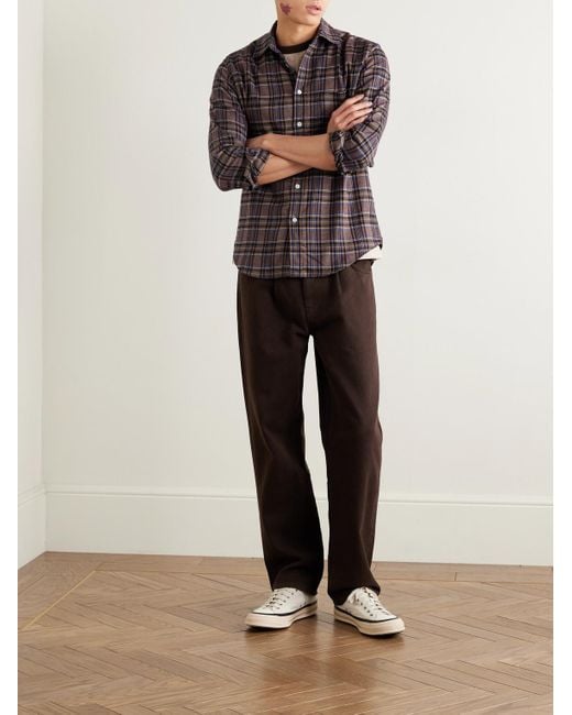 Portuguese Flannel Purple Teca Checked Organic Cotton-Flannel Shirt for men