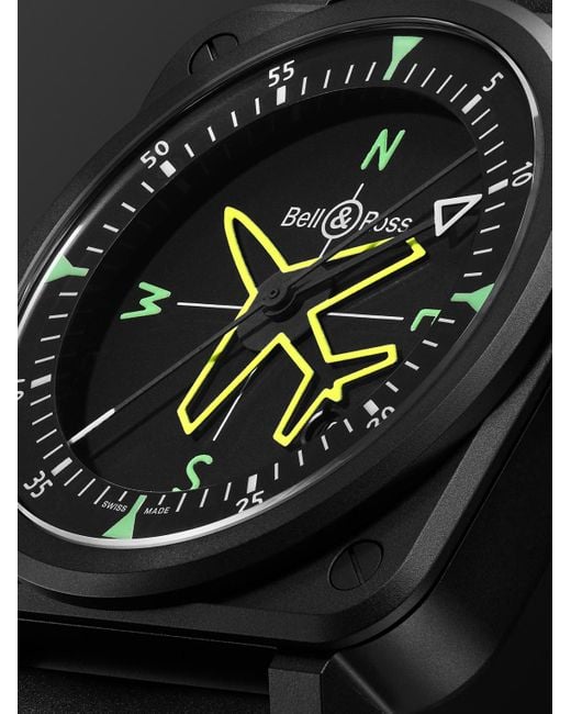 Bell & Ross Black Br 03 Gyrocompass Limited Edition Automatic 41mm Ceramic And Rubber Watch, Ref. No. Br03a-cps-ce/srb for men