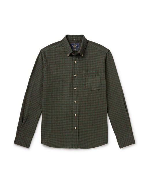 Portuguese Flannel Green Lago Button-down Collar Checked Cotton-flannel Shirt for men