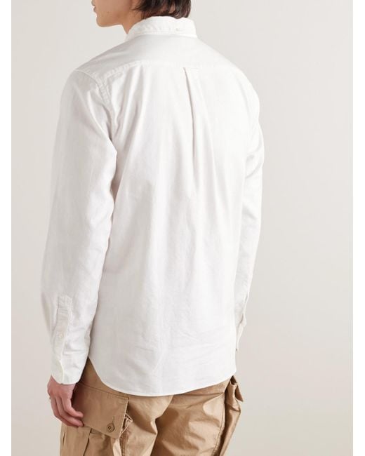Camicia in cotone Oxford con collo button-down di Beams Plus in Natural da Uomo