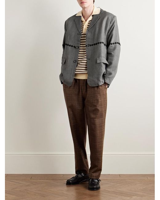 Kartik Research Gray Embroidered Linen Blazer for men