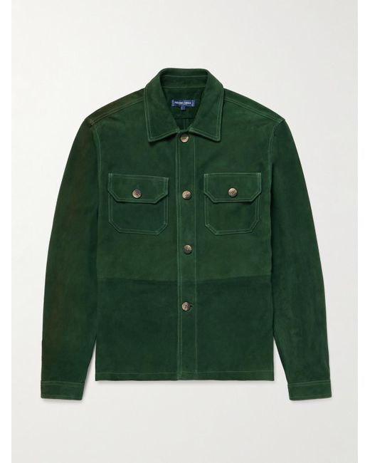 Frescobol Carioca Green Ravi Suede Overshirt for men