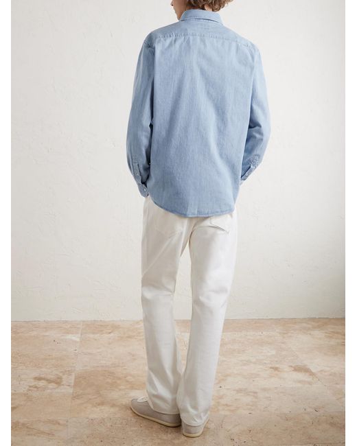 Brunello Cucinelli Blue Denim Shirt for men