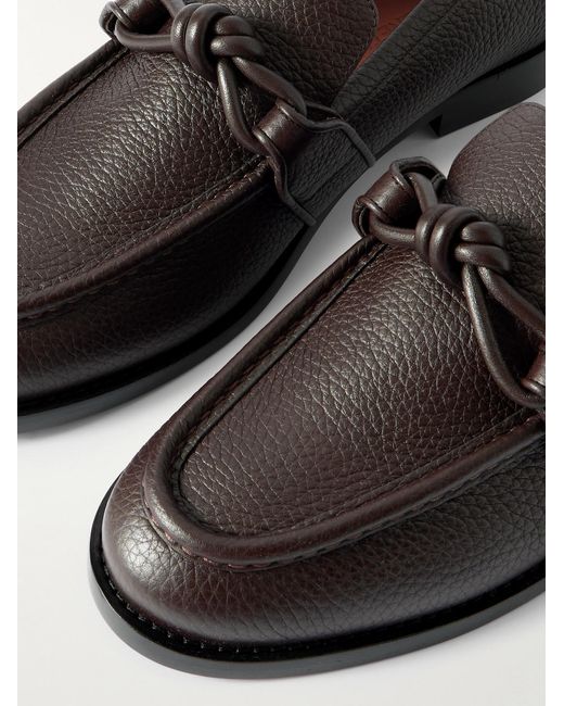 Bottega Veneta Brown Astaire Knot-Detailed Full-Grain Leather Loafers for men