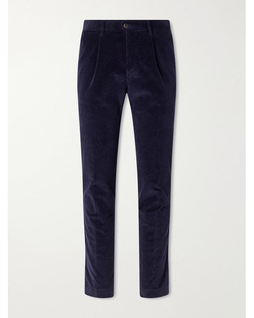 Slowear Blue Incotex Straight-leg Stretch Cotton-corduroy Trousers for men