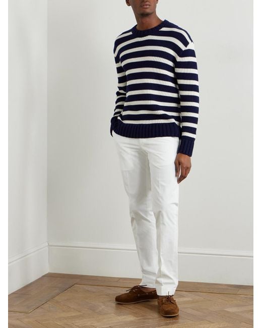 Ralph Lauren Blue Striped Cotton Sweater for men