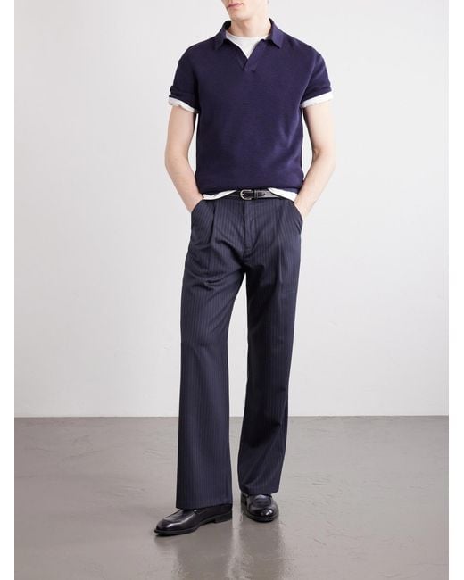 Zegna Blue Slim-fit Cotton-piqué Polo Shirt for men