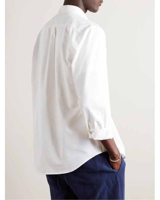 Portuguese Flannel White Belavista Button-down Collar Cotton Oxford Shirt for men