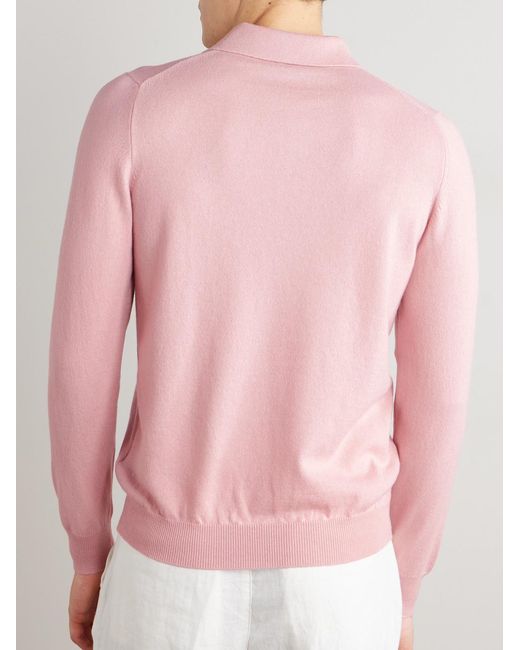 Fedeli Pink Sportsman Slim-Fit Cashmere Polo Shirt for men
