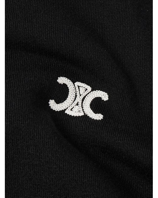 Céline Black Logo-Embroidered Cotton And Cashmere-Blend Zip-Up Hoodie for men