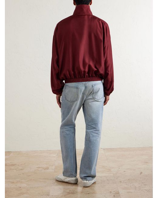 Saint Laurent Red Silk-Habotai Blouson Jacket for men