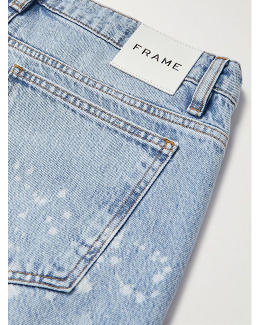 FRAME Blue The Boxy Straight-Leg Distressed Paint-Splattered Jeans for men