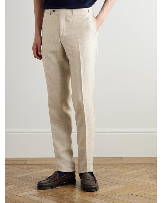 Canali Natural Slim-Fit Straight-Leg Linen Suit Trousers for men