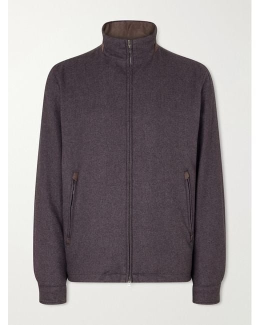 Herno Gray Silk And Cashmere-Blend Twill Bomber Jacket for men