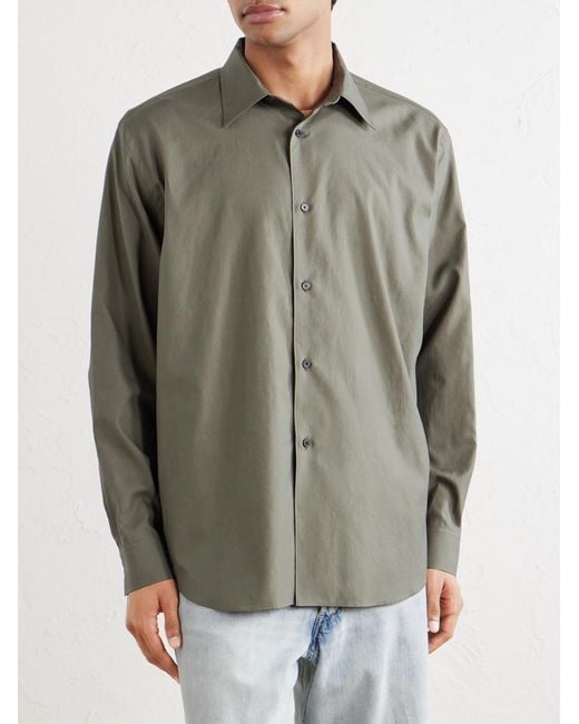 Auralee Gray Finx Cotton-Poplin Shirt for men