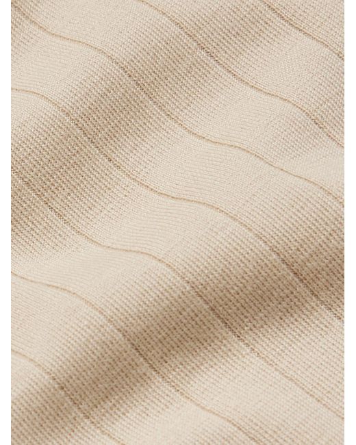 Loro Piana Riva Valdobbia Pullover aus Schurwolle in Rippstrick in Natural für Herren