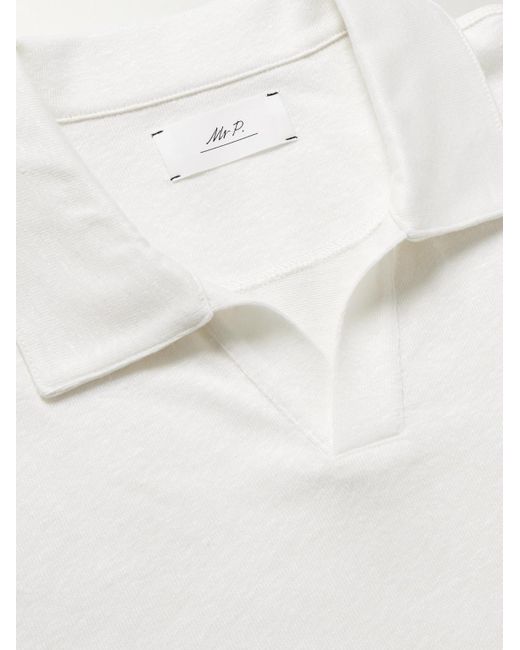 Mr P. White Linen And Organic Cotton-Blend Polo Shirt for men
