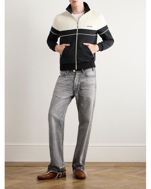 Céline Black Logo-Embroidered Colour-Block Jersey Track Jacket for men
