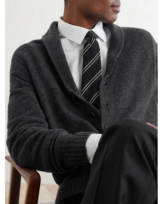 John Smedley Gray Rockford Shawl-Collar Recycled-Cashmere And Merino Wool-Blend Cardigan for men