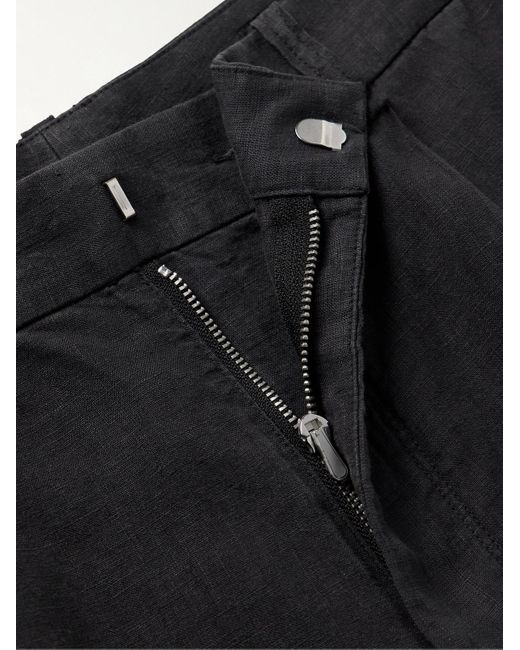 Rag & Bone Elliot gerade geschnittene Shorts aus Leinen mit Falten in Black für Herren