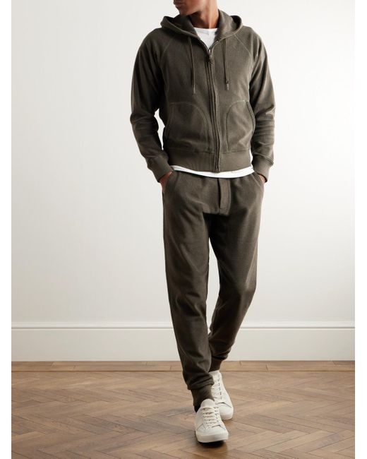 Tom Ford Gray Towelling Cotton-terry Zip-up Hoodie for men