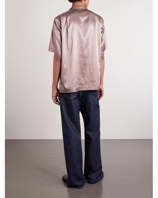 Dries Van Noten Pink Convertible-Collar Embellished Satin Shirt for men