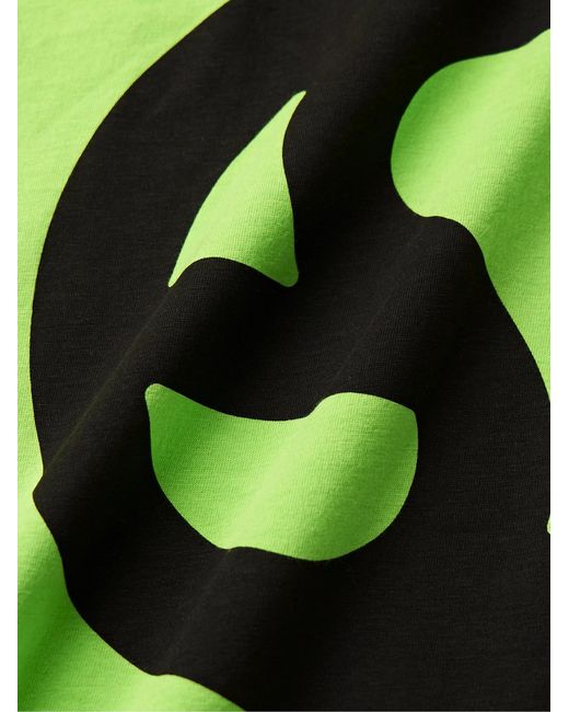Acne Green Everest Logo-Print Neon Cotton And Lyocell-Blend Jersey T-Shirt for men