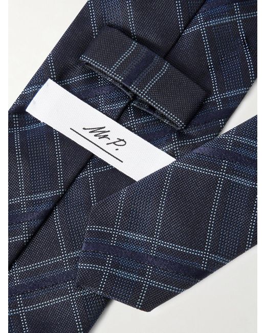 8Cm Checked Silk Tie di Mr P. in Blue da Uomo