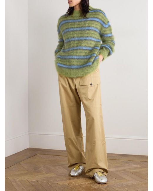 Marni Gestreifter Pullover aus einer Mohairmischung in Green für Herren