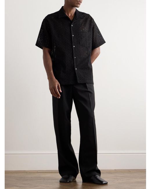 Camicia in pizzo di misto cotone con colletto aperto Landon di Frankie Shop in Black da Uomo