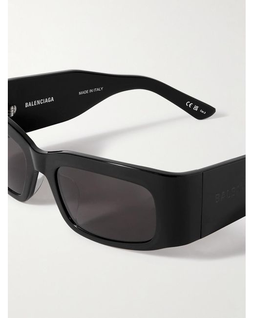 Balenciaga Black Rectangular-frame Acetate Sunglasses for men