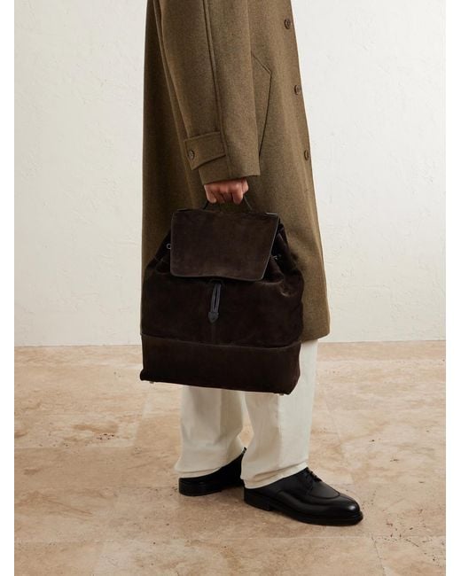 Metier Brown Glide Suede Backpack for men