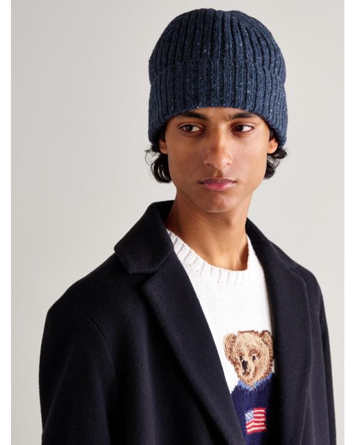 Hartford Blue Ribbed Wool-blend Beanie for men