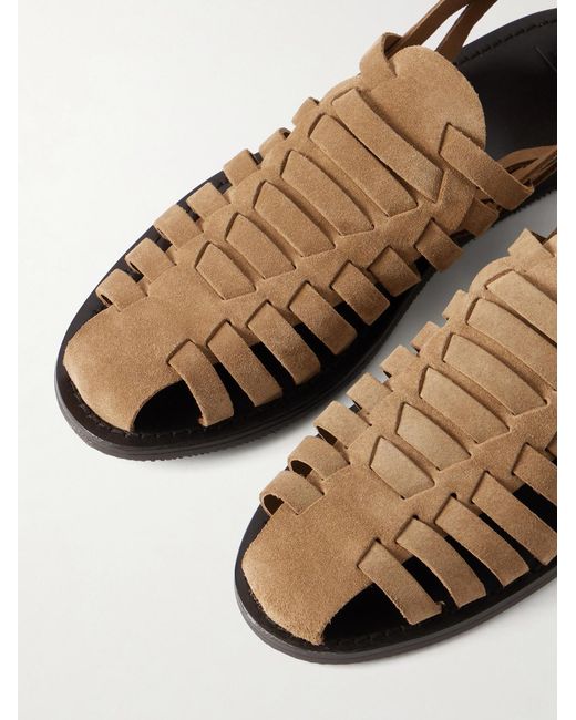 Mr P. Brown Suede Huarache Sandals for men