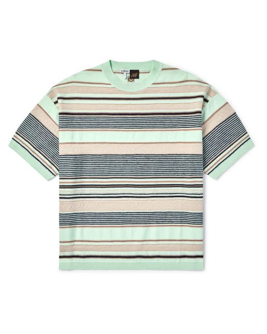 Loewe Green Paula's Ibiza Striped Cotton And Linen-blend T-shirt for men