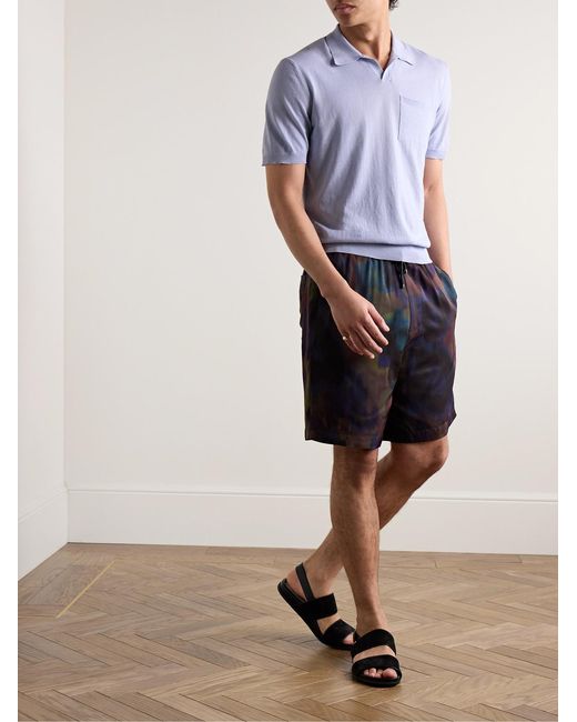 Altea Blue Slim-Fit Garment-Dyed Cotton Polo Shirt for men