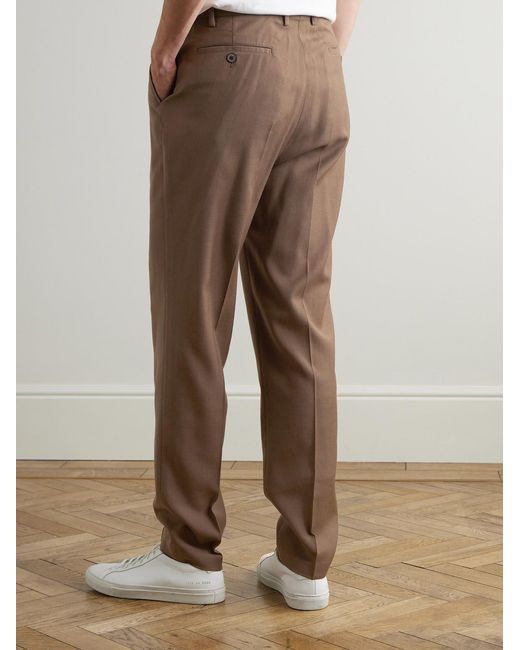 Sunspel Brown Tapered Pleated Virgin Wool-Twill Trousers for men