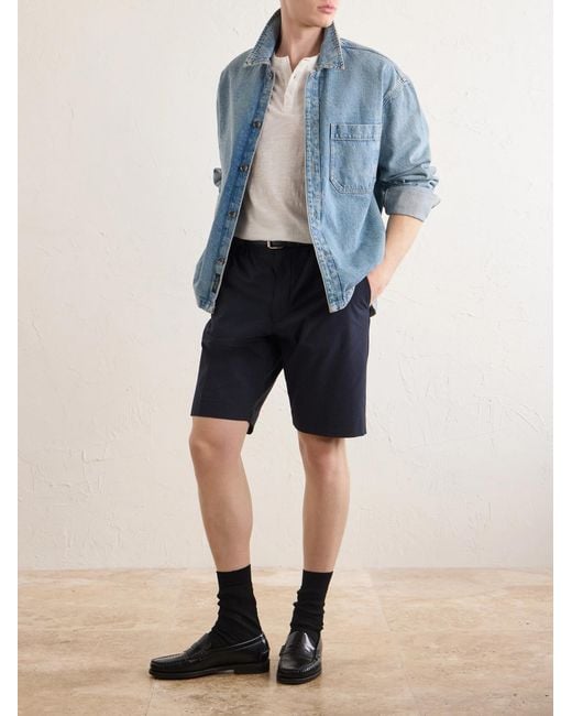 NN07 Blue Billie Straight-Leg Striped Seersucker Shorts for men