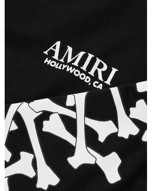 Amiri Black Bones Stacked Logo-Appliquéd Printed Cotton-Jersey Hoodie for men